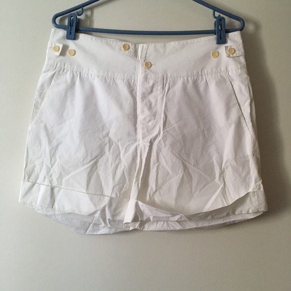 HELMUT LANG White Cotton Cuffed High Waist Shorts 8 - Picture 1 of 7